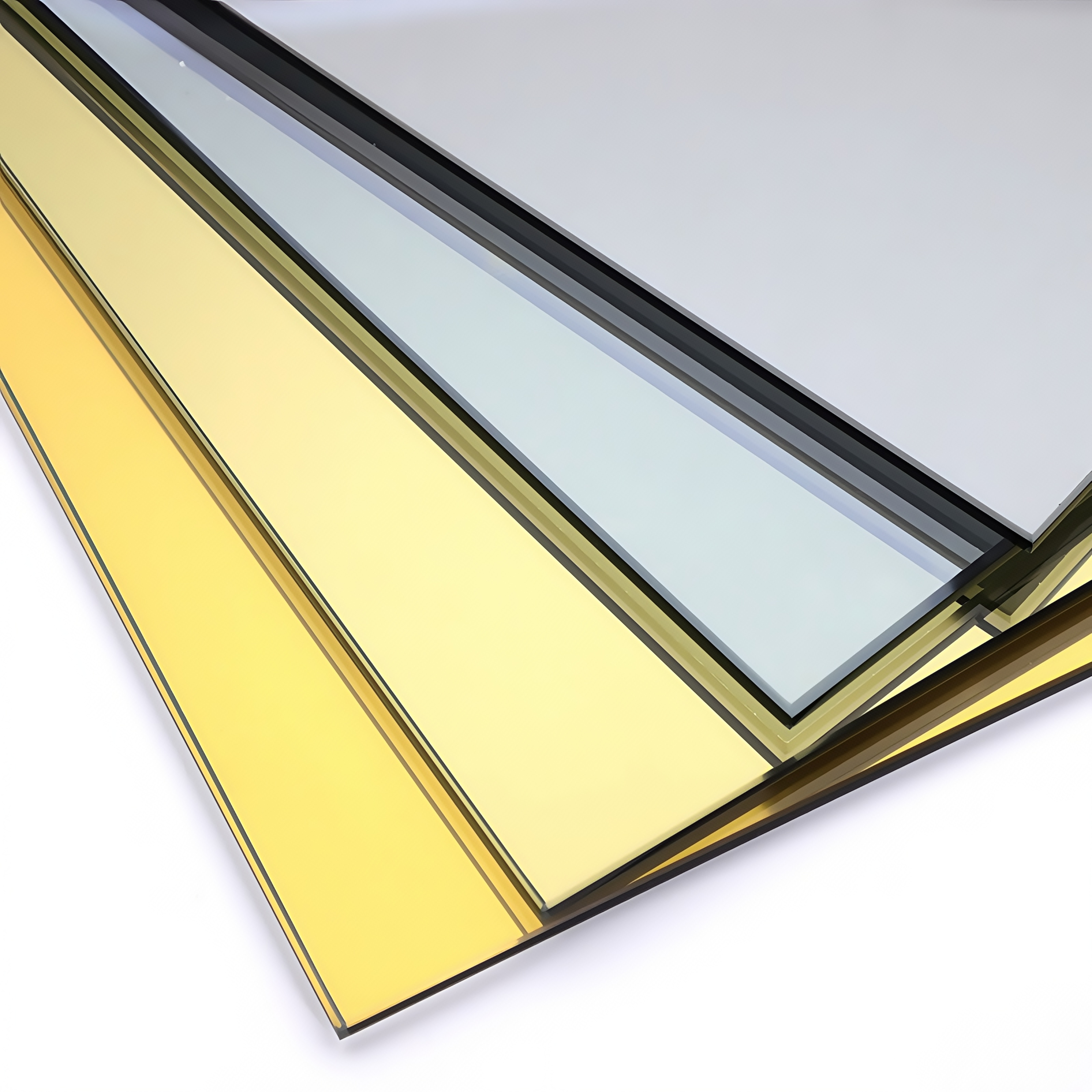 Stack of colorful silver mirrors, including copper & lead free options, showcasing reflective surfaces